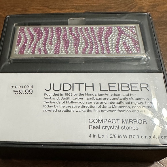Sparkly Judith Leiber Silver & Pink “Compact Mirror w/ Real Crystal Stones” - Picture 2 of 5
